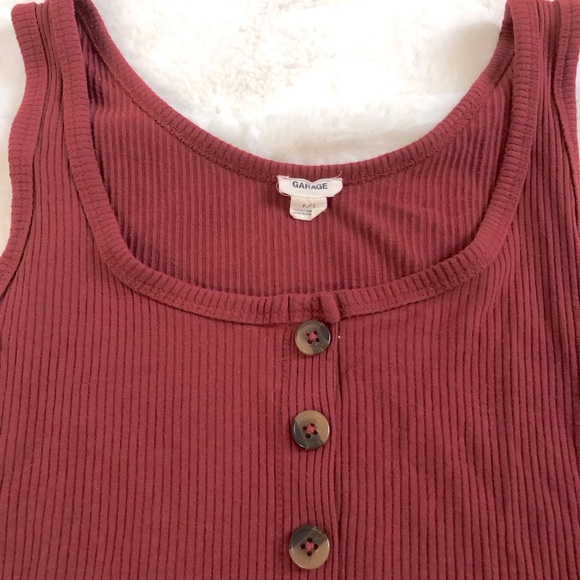 Garage Maroon Tank Top with Buttons - Picture 3 of 4